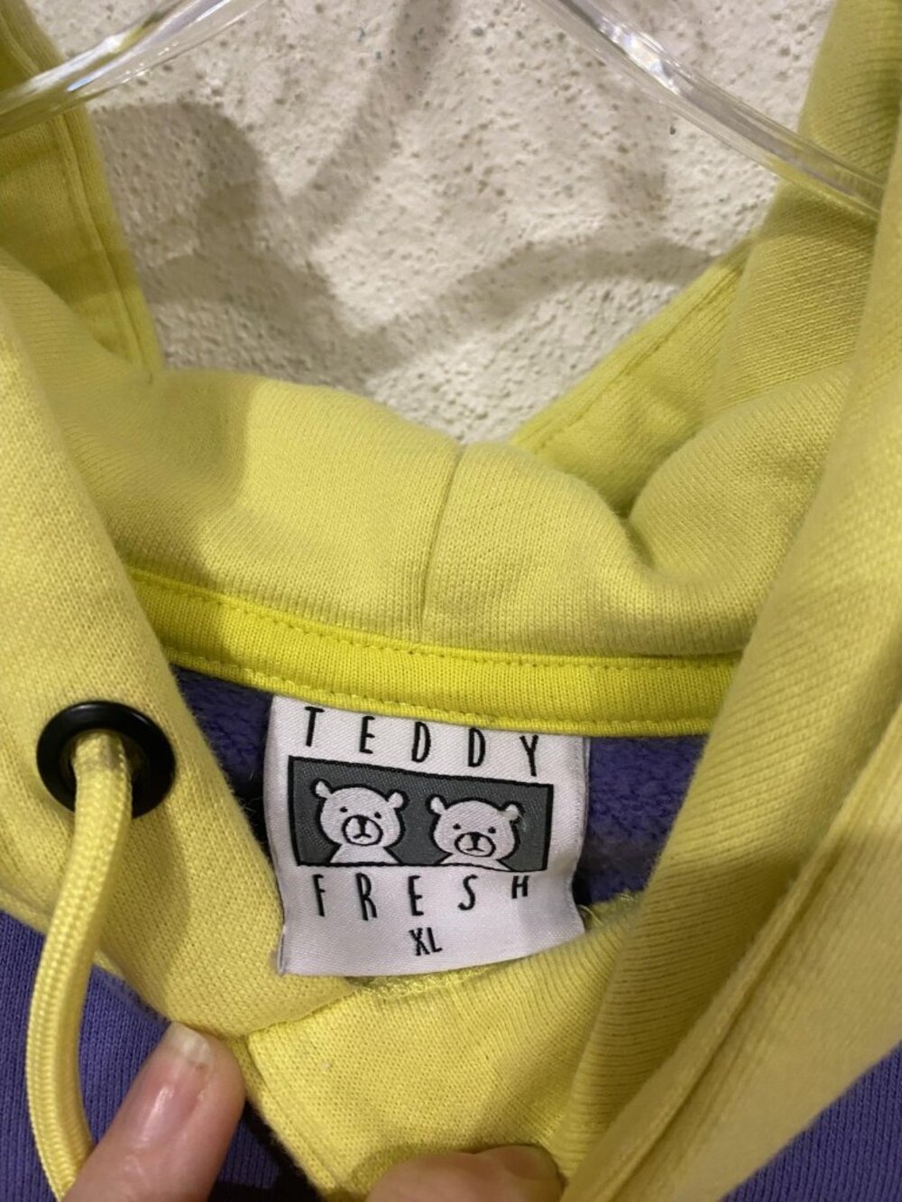 Teddy Fresh Hoodie Mens XL Multicolor Colorblock Fleece Graphic Logo Pullover - Picture 4 of 6